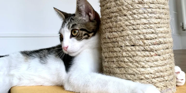 Cat with his perfect scratching post